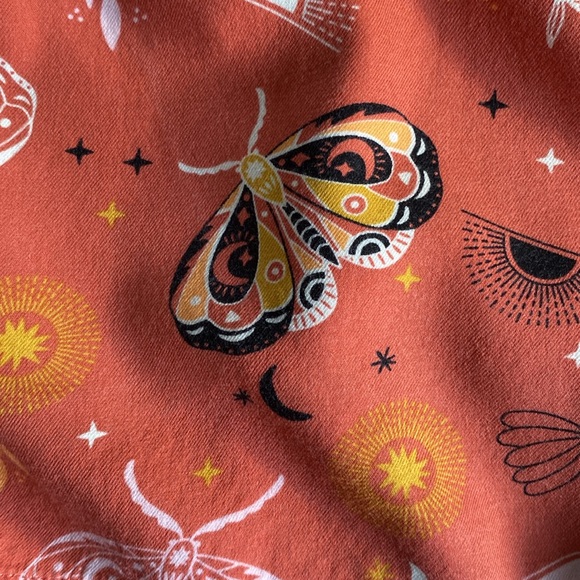 JOYSPUN Orange Moth Print Pajama Shorts, Size S. - Picture 8 of 13